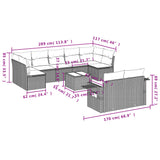 10 Piece Garden Sofa Set with Cushions Grey Poly Rattan - Extra Image