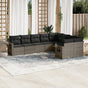 9 Piece Garden Sofa Set with Cushions Grey Poly Rattan