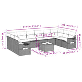 11 Piece Garden Sofa Set with Cushions Grey Poly Rattan