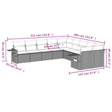 10 Piece Garden Sofa Set with Cushions Grey Poly Rattan - Close-Up Angle