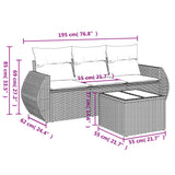 4 Piece Garden Sofa Set with Cushions Beige Poly Rattan - Side View