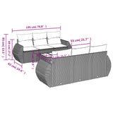 7 Piece Garden Sofa Set with Cushions Grey Poly Rattan - Side View
