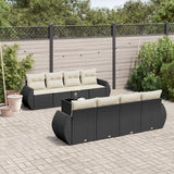 9 Piece Garden Sofa Set with Cushions Black Poly Rattan