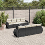 9 Piece Garden Sofa Set with Cushions Black Poly Rattan