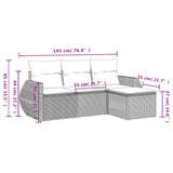 4 Piece Garden Sofa Set with Cushions Grey Poly Rattan