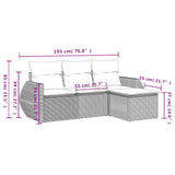 4 Piece Garden Sofa Set with Cushions Grey Poly Rattan - Close-Up Angle