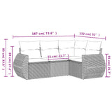 4 Piece Garden Sofa Set with Cushions Black Poly Rattan - Side View