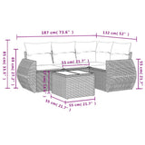 5 Piece Garden Sofa Set with Cushions Beige Poly Rattan