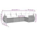 5 Piece Garden Sofa Set with Cushions Grey Poly Rattan