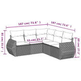 5 Piece Garden Sofa Set with Cushions Black Poly Rattan