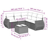 6 Piece Garden Sofa Set with Cushions Black Poly Rattan