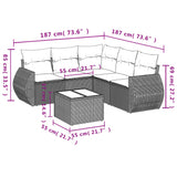 6 Piece Garden Sofa Set with Cushions Black Poly Rattan