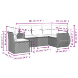 5 Piece Garden Sofa Set with Cushions Black Poly Rattan - Close-Up Angle