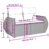 7 Piece Garden Sofa Set with Cushions Grey Poly Rattan