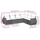 6 Piece Garden Sofa Set with Cushions Grey Poly Rattan - Close-Up Angle