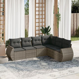 6 Piece Garden Sofa Set with Cushions Grey Poly Rattan