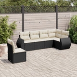 6 Piece Garden Sofa Set with Cushions Black Poly Rattan