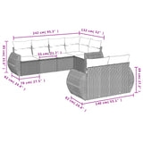 7 Piece Garden Sofa Set with Cushions Black Poly Rattan - Close-Up Angle