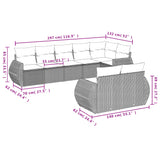 8 Piece Garden Sofa Set with Cushions Beige Poly Rattan - Close-Up Angle
