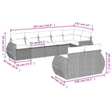 8 Piece Garden Sofa Set with Cushions Grey Poly Rattan - Close-Up Angle
