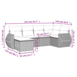 6 Piece Garden Sofa Set with Cushions Grey Poly Rattan