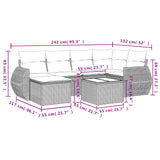 7 Piece Garden Sofa Set with Cushions Grey Poly Rattan - Extra Image