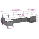 7 Piece Garden Sofa Set with Cushions Black Poly Rattan - Low Angle