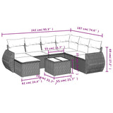 8 Piece Garden Sofa Set with Cushions Black Poly Rattan - Extra Image