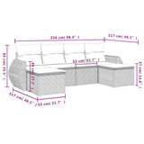 6 Piece Garden Sofa Set with Cushions Black Poly Rattan - Close-Up Angle
