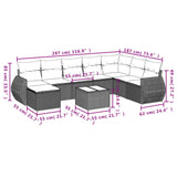 9 Piece Garden Sofa Set with Cushions Black Poly Rattan - Extra Image