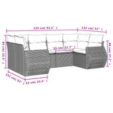6 Piece Garden Sofa Set with Cushions Black Poly Rattan - Close-Up Angle