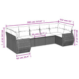 7 Piece Garden Sofa Set with Cushions Black Poly Rattan - Close-Up Angle