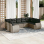 9 Piece Garden Sofa Set with Cushions Grey Poly Rattan