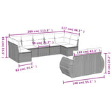 9 Piece Garden Sofa Set with Cushions Grey Poly Rattan - Close-Up Angle