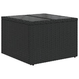 10 Piece Garden Sofa Set with Cushions Black Poly Rattan - Rear View