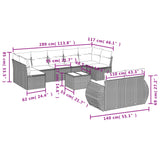 10 Piece Garden Sofa Set with Cushions Black Poly Rattan - Low Angle