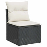 10 Piece Garden Sofa Set with Cushions Black Poly Rattan - 45-Degree Angle