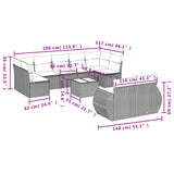 10 Piece Garden Sofa Set with Cushions Black Poly Rattan - Low Angle