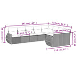 9 Piece Garden Sofa Set with Cushions Black Poly Rattan - Close-Up Angle