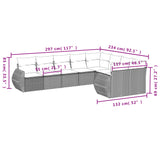 9 Piece Garden Sofa Set with Cushions Black Poly Rattan - Close-Up Angle