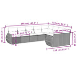 9 Piece Garden Sofa Set with Cushions Grey Poly Rattan - Close-Up Angle