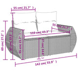 9 Piece Garden Sofa Set with Cushions Grey Poly Rattan