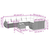 10 Piece Garden Sofa Set with Cushions Black Poly Rattan - Extra Image