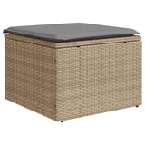 10 Piece Garden Sofa Set with Cushions Beige Poly Rattan