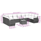 10 Piece Garden Sofa Set with Cushions Black Poly Rattan - Close-Up Angle