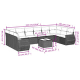10 Piece Garden Sofa Set with Cushions Beige Poly Rattan - Close-Up Angle