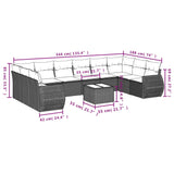 10 Piece Garden Sofa Set with Cushions Grey Poly Rattan - Close-Up Angle