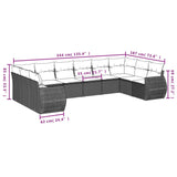 11 Piece Garden Sofa Set with Cushions Grey Poly Rattan - Low Angle
