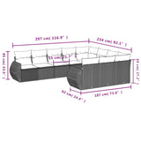 10 Piece Garden Sofa Set with Cushions Black Poly Rattan - Close-Up Angle