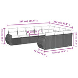 10 Piece Garden Sofa Set with Cushions Grey Poly Rattan - Close-Up Angle